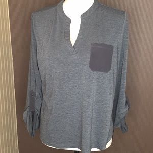 Prana gray blouse size large stretchy lightweight